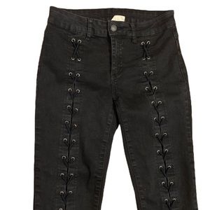 LITZ Black Lace Up Skinny Jeans